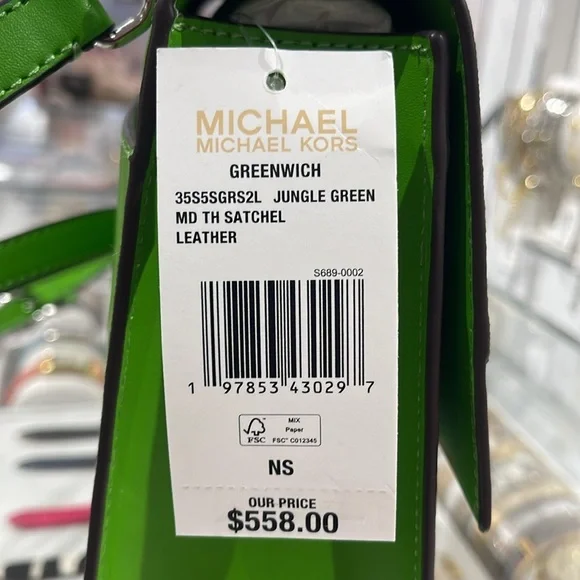 Michael Kors Greenwich Medium Saffiano Leather Satchel Crossbody Shoulder Bag - Picture 13 of 16